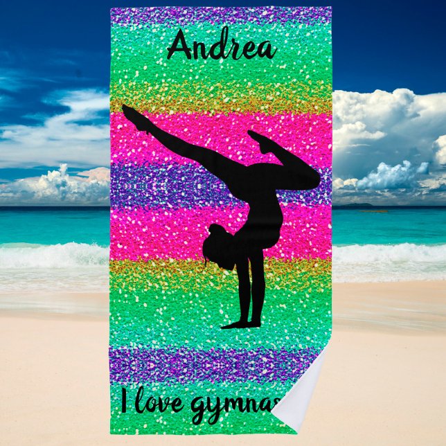 Gimnasia Sparkly "Amo la Gimnasia" toalla de playa (Subido por el creador)
