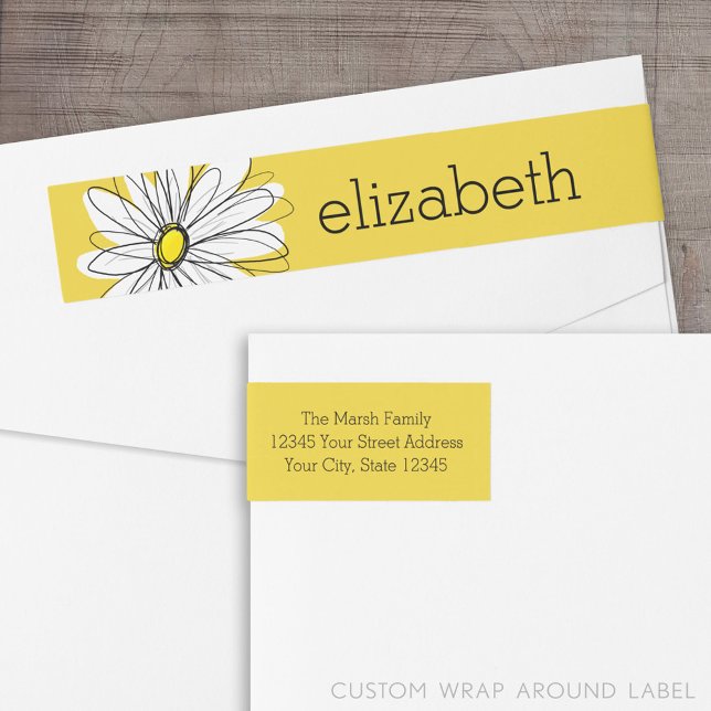 Gimnasio amarillo y blanco con texto Personalizado (Custom Return Address Label with Wrap Around Feature)