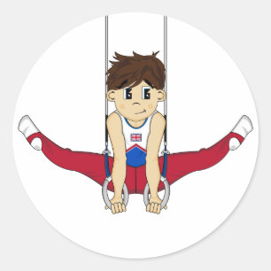 Gimnast lindo en el Pegatina de anillos