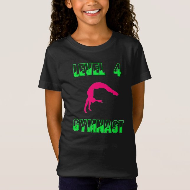Gimnasta de nivel 4 Neón camiseta rosa y verde (Anverso)