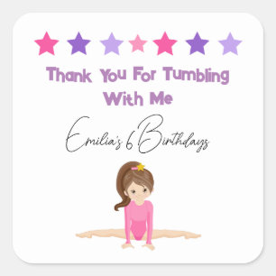 Gimnastic Birthday Cute Gracias Pegatinas