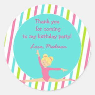 Gimnastic Birthday Party Favor Pegatinas