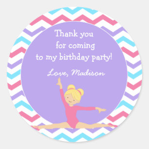 Gimnastic Birthday Party Favor Pegatinas
