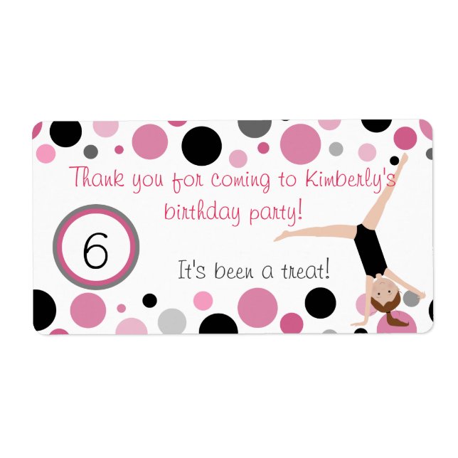 Gimnastic Party Favorece las etiquetas rosa, gris  (Frente)