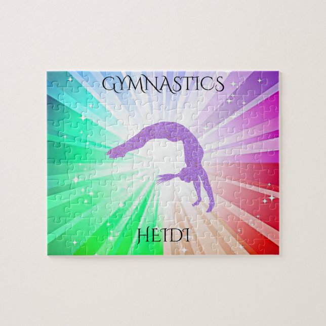 "GIMNASTICS" luces puzzle con gimnasta. (Horizontal)