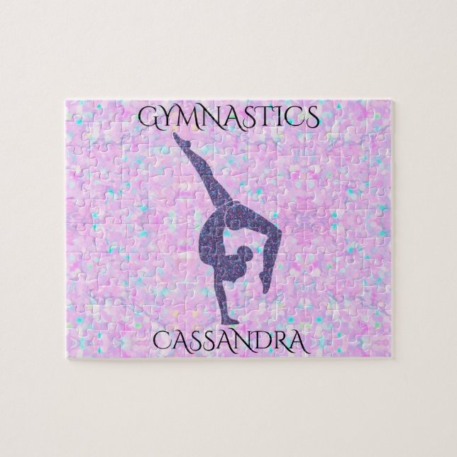 GIMNASTICS rompecabezas pastel con nombre personal (Horizontal)