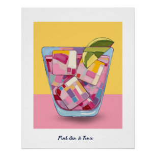 GIN DE COLOR ROSA Y TÓNICO 1 POSTER