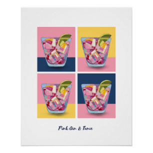 GIN DE COLOR ROSA Y TÓNICO 5 POSTER