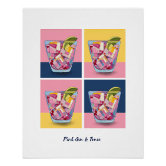 GIN DE COLOR ROSA Y TÓNICO 5 POSTER