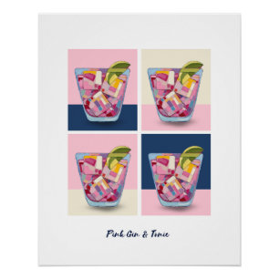 GIN DE COLOR ROSA Y TÓNICO 6 POSTER