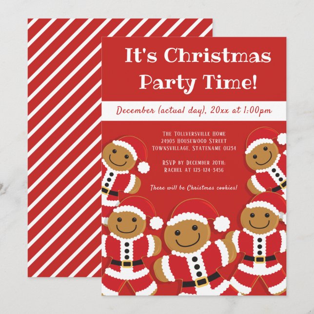 Gingbread Santa | Invitación de los Navidades (Anverso / Reverso)