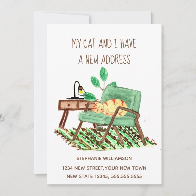 Ginger Cat Cambio de dirección Invitación móvil (Anverso)