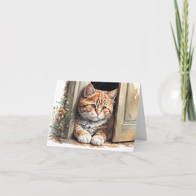 Ginger Cat In Doorway Blank Note (Anverso)