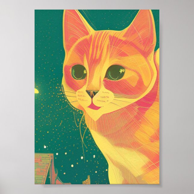 Ginger cat perspectiva de ilustracion arte kitty (Frente)