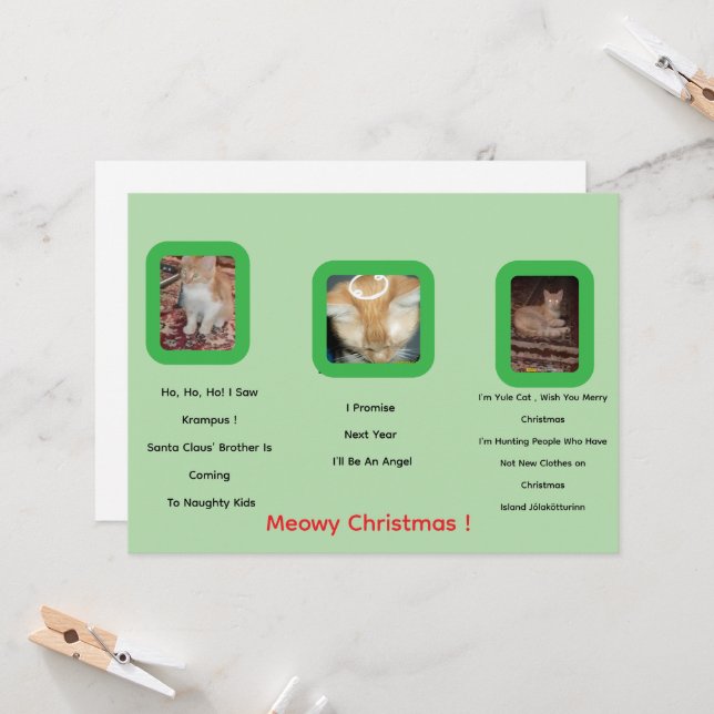 Ginger Cat Photo Text Whimsical Navidades Card (Anverso/Reverso In Situ)