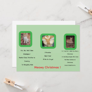 Ginger Cat Photo Text Whimsical Navidades Card