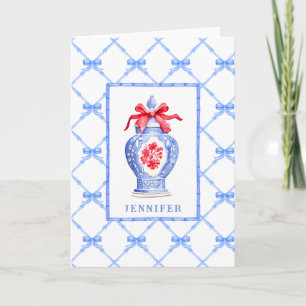 Ginger Jar de Chinoiserie con rojo Bow