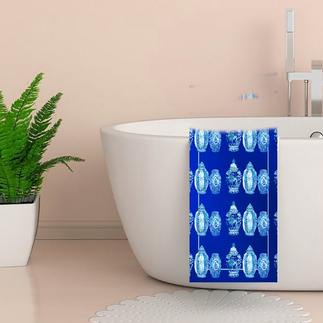 Ginger Jar elegante monogramado blanco azul (Subido por el creador)