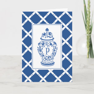Ginger Jar y Bamboo   Monograma P   Tarjeta pequeñ