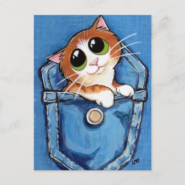 Ginger Kitten en una postal de arte de bolsillo (Anverso)