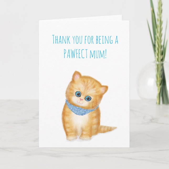 Ginger kitten tarjeta del día de la madre del gato (Anverso)
