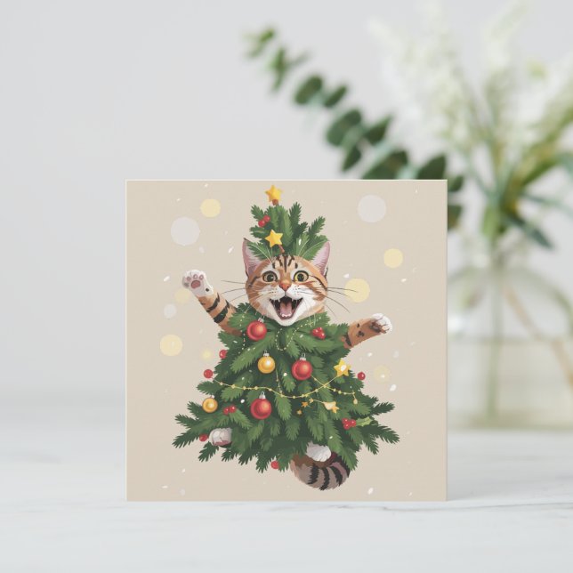 Ginger Naranja Cat Árbol navideño lindo navidad na (Anverso de pie)