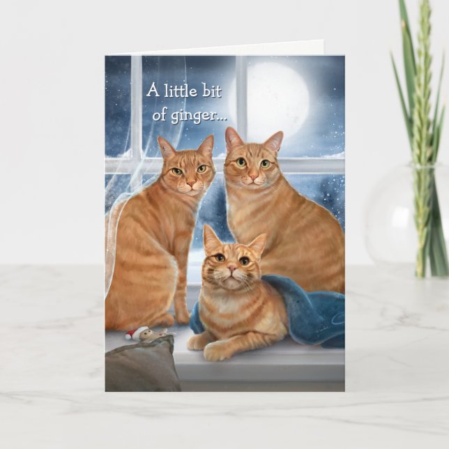 Ginger Naranja Tabby Cat Feliz Navidad (Anverso)
