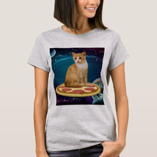 GINGER PIZZA CAT IN SPACE Camisetas graciosas