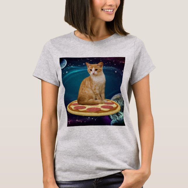 GINGER PIZZA CAT IN SPACE Camisetas graciosas (Anverso)