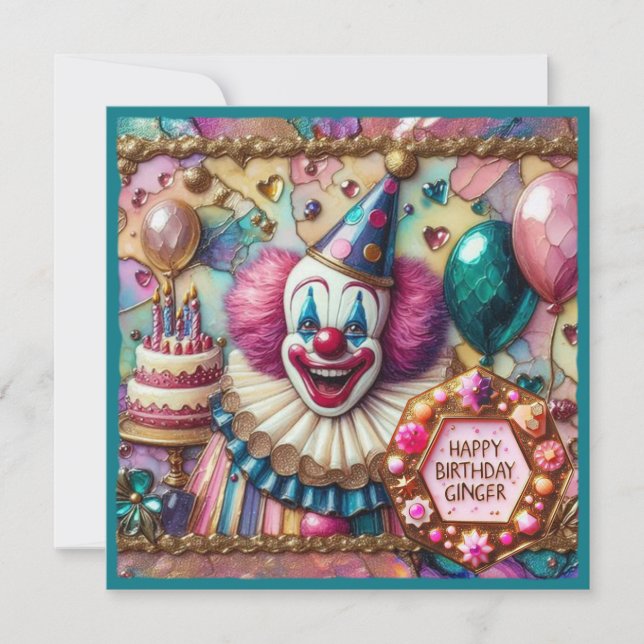 GINGER ~ Tarjeta de cumpleaños ~ Payaso ~ Payaso ~ (Anverso)