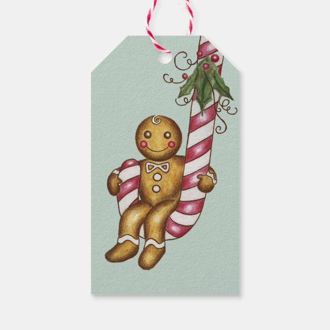 Gingerbread Candy Cane etiqueta de regalo (Reverso)