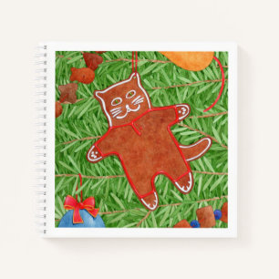 GINGERBREAD KITTY Cuaderno en espiral de 8.5x8.5