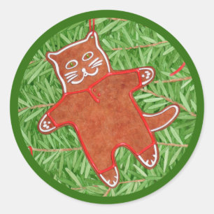 GINGERBREAD KITTY Grandes Pegatinas redondos / Ver