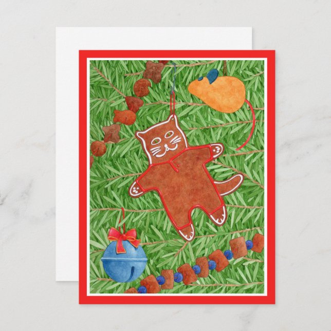GINGERBREAD KITTY Meowy Navidades 4.25x5.5 Tarjeta (Anverso / Reverso)