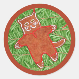 GINGERBREAD KITTY Pequeños Pegatinas redondos Ging