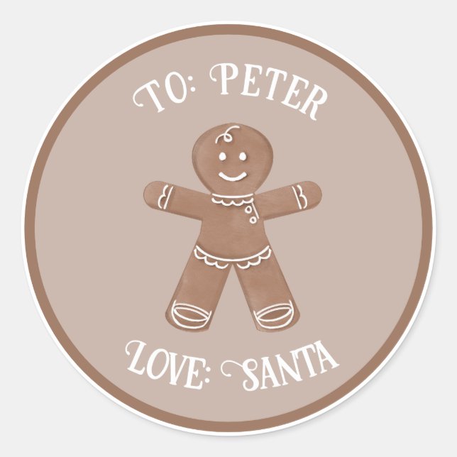 Gingerbread Man Personalizado Pegatina de etiqueta (Anverso)