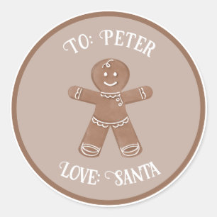 Gingerbread Man Personalizado Pegatina de etiqueta