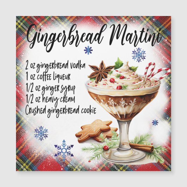 Gingerbread Martini Receta Tarjeta Magnética (Anverso)