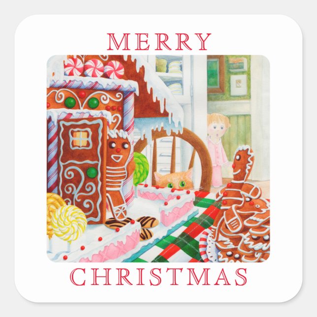 GINGERBREAD SORPRESA Sellos para sobres cuadrados  (Anverso)