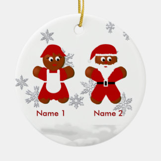 Gingerbread Sr. y Sra. Santa Ornamento de Navidad