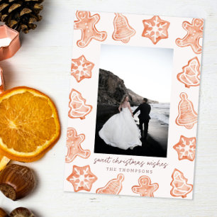 Gingerbread Watercolor Moderna Tarjeta de Fotograf