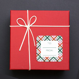 Gingham A De Los Pegatinas De Regalos Navidades