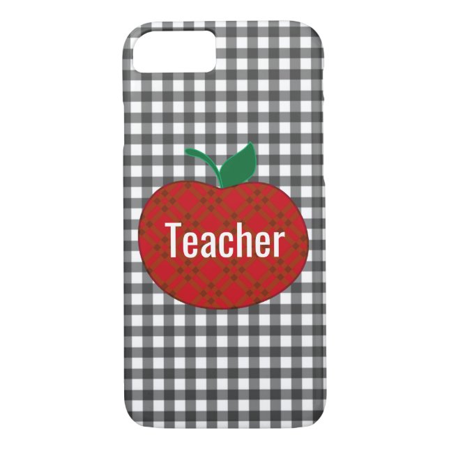 Gingham Apple iPhone 8 funda del profesor (Reverso)