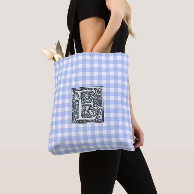 gingham azul - bolsa de tote (Detalle)