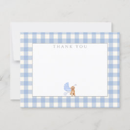 Gingham Check Dog Baby Shower Gracias Nota