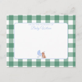Gingham Check Dog Boy Baby Shower Gracias Nota