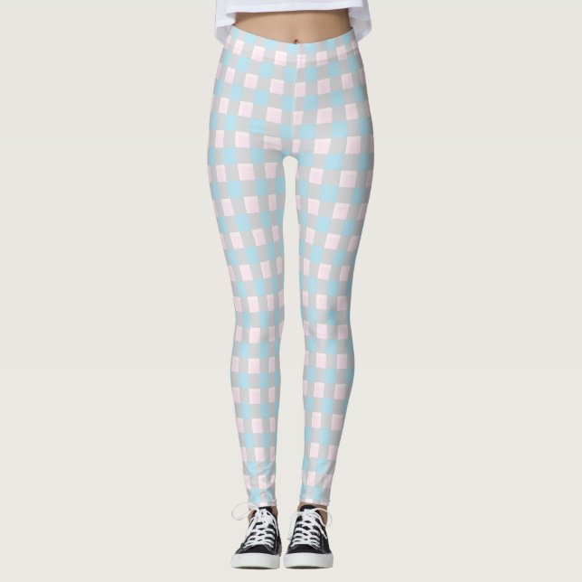 Gingham Check Leggings en Baby Blue (Anverso)