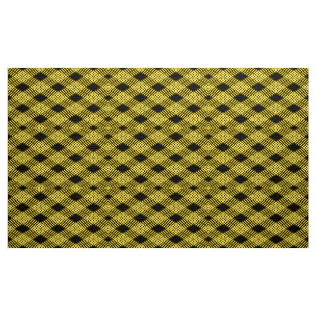 Gingham Check Tela de patrón amarillo y negro (Yarda)