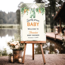 Gingham Clothesline Baby Shower de crecimiento loc