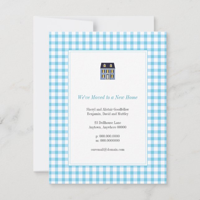 Gingham Home Moving Invitación (Anverso)
